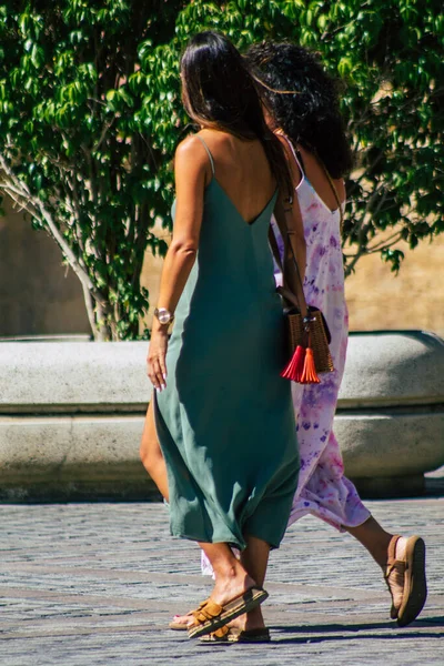 Sevilha Espanha Agosto 2021 Passeio Pedestre Pelas Ruas Sevilha Durante — Fotografia de Stock