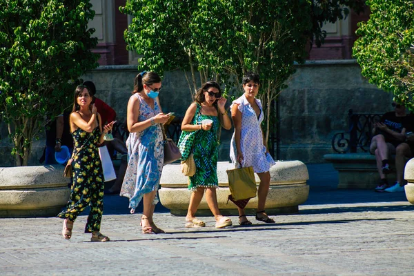 Севилья Испания Августа 2021 Года Пешеходная Прогулка Улицам Севильи Время — стоковое фото