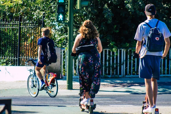 Seville Spain August 2021 People Rolling Electric Scooter Streets Seville — Stock Photo, Image