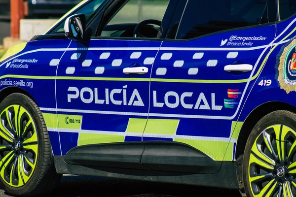 Seville Spain September 2021 Local Police Car Patrolling Streets Seville — Stock Photo, Image