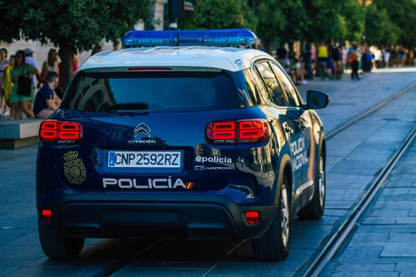 Sevilla España Septiembre 2021 Policía Patrulla Por Las Calles Sevilla — Foto de Stock