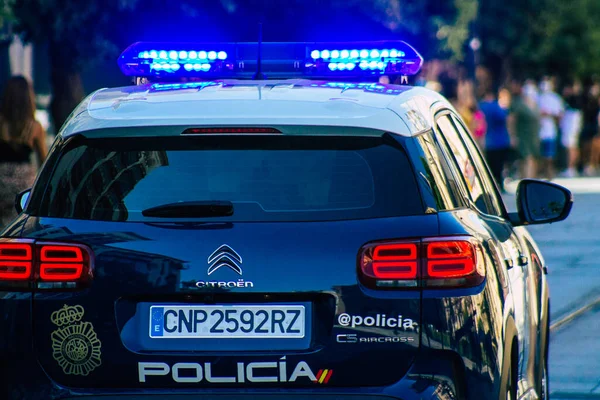 Seville Spain September 2021 Police Car Patrolling Streets Seville Emblematic — Stock Photo, Image