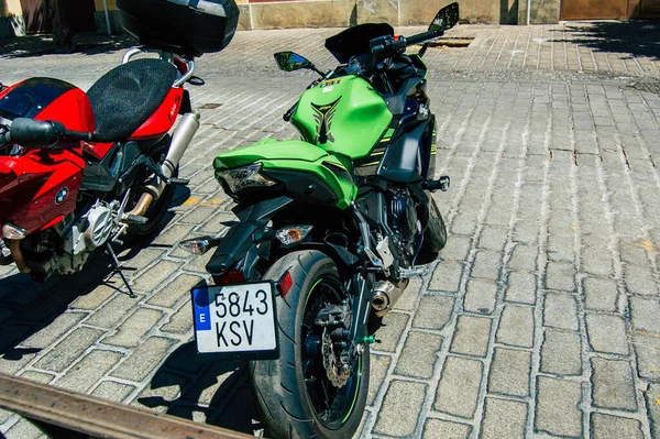 Sevilla Spanje September 2021 Kawasaki Ninja 650 Motor Geparkeerd Straten — Stockfoto