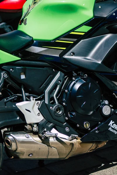 Sevilha Espanha Setembro 2021 Kawasaki Ninja 650 Motocicleta Estacionada Nas — Fotografia de Stock