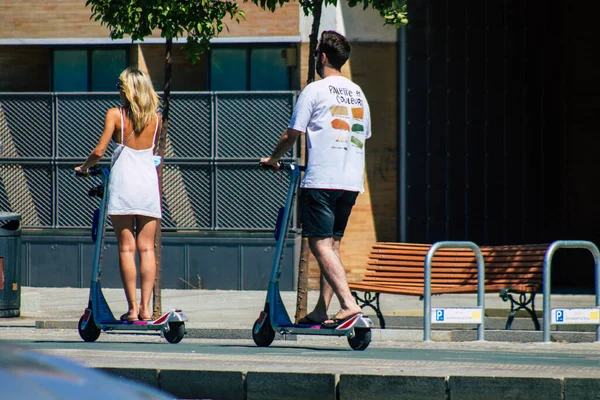 Seville Spain September 2021 People Rolling Electric Scooter Streets Seville — Stock Photo, Image