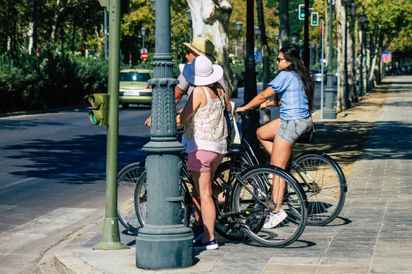 Sevilla España Septiembre 2021 Paseos Bicicleta Por Las Calles Sevilla — Foto de Stock