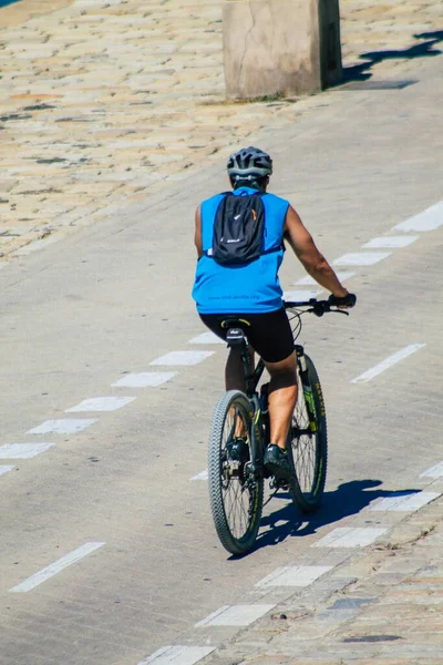 Seville Spain September 2021 People Rolling Bicycle Streets Seville Emblematic — Stock Photo, Image