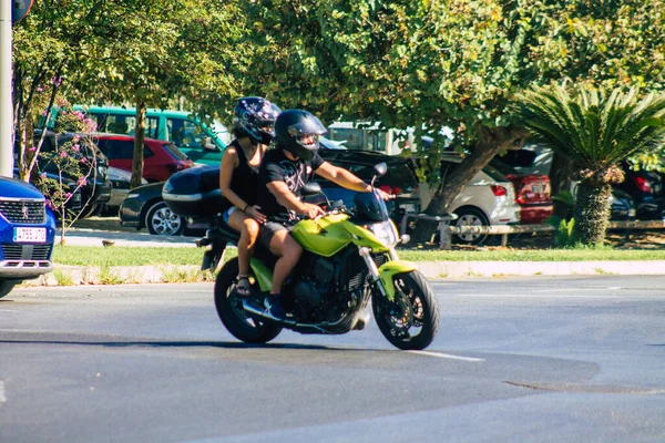 Seville Spain September 2021 People Rolling Motorcycle Streets Seville Emblematic — Stock Photo, Image