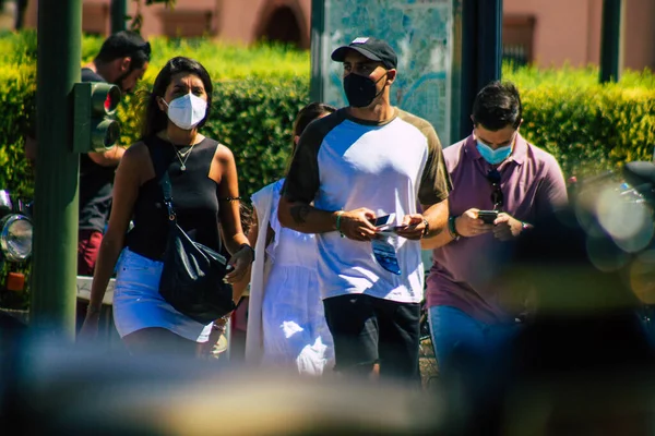 Siviglia Spagna Settembre 2021 Pedoni Che Camminano Strada Durante Epidemia — Foto Stock