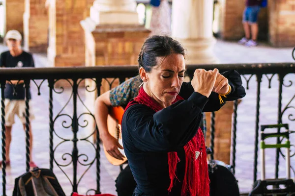 Seville Spain September 2021 Flamenco Dancers Streets Seville Coronavirus Outbreak — Stock Photo, Image