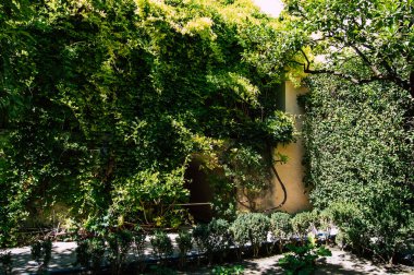 Sevilla İspanya 4 Eylül 2021 Sevilla Alcazar ve bahçeleri Müslüman döneminden kalma güçlendirilmiş bir saray. İspanya 'daki Mudejar mimarisinin en parlak örneği olarak kabul ediliyor.