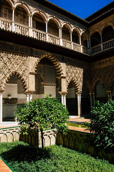 Siviglia Spagna Settembre 2021 Alcazar Siviglia Suoi Giardini Palazzo Fortificato — Foto Stock