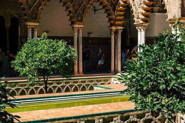 Siviglia Spagna Settembre 2021 Alcazar Siviglia Suoi Giardini Palazzo Fortificato — Foto Stock