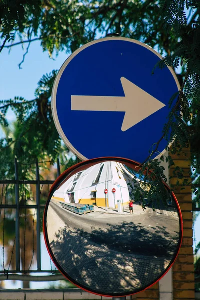 Seville Spain September 2021 Street Sign Road Sign Erected Side — Stock Photo, Image