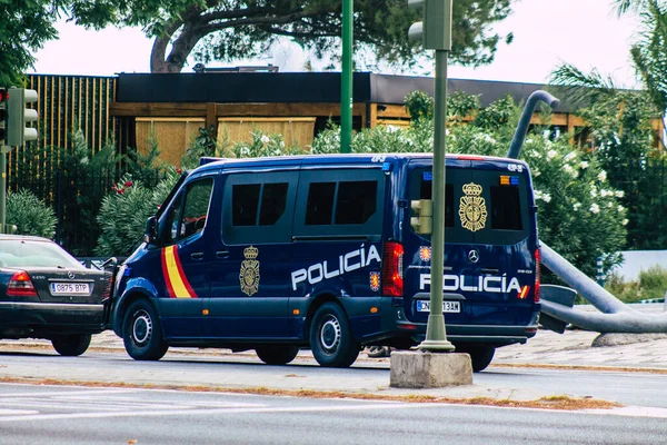 Sevilla Spanje September 2021 Politieauto Patrouilleert Straten Van Sevilla Tijdens — Stockfoto
