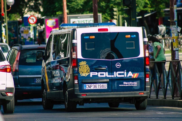 Sevilla Španělsko Září 2021 Policejní Auto Hlídkující Ulicích Sevilly Během — Stock fotografie