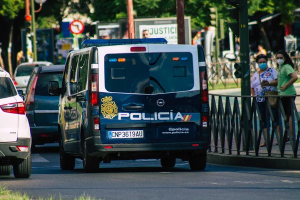 Sevilla Spanya Eylül 2021 Coronavirüs Salgını Sırasında Seville Sokaklarında Devriye — Stok fotoğraf