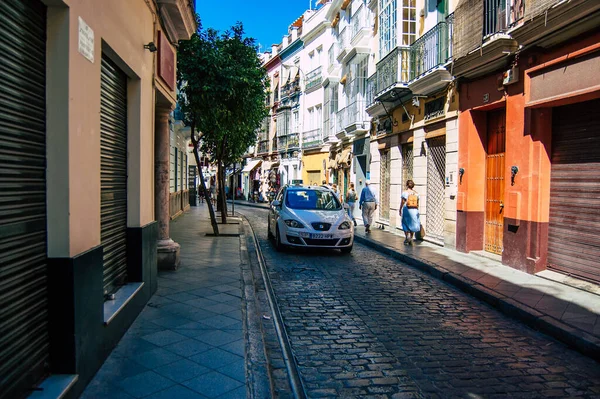 Siviglia Spagna Settembre 2021 Taxi Guidare Strade Siviglia Durante Epidemia — Foto Stock