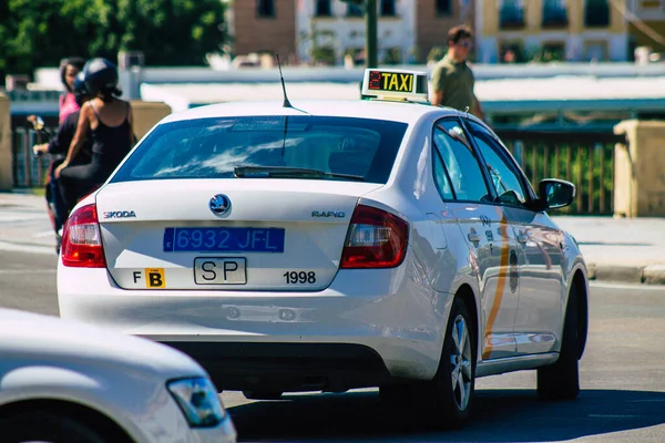 Séville Espagne Septembre 2021 Taxi Dans Les Rues Séville Pendant — Photo