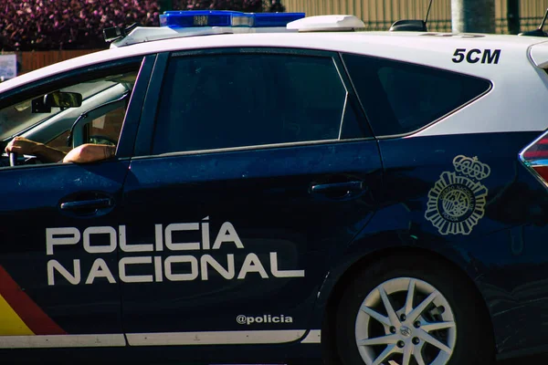 Seville Spain September 2021 Police Car Patrolling Streets Seville Coronavirus — Stock Photo, Image