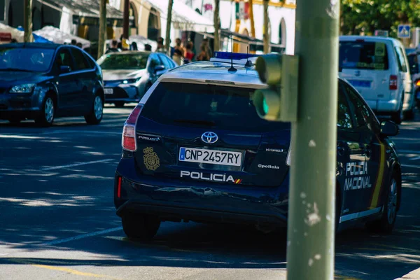 Siviglia Spagna Settembre 2021 Polizia Pattuglia Strade Siviglia Durante Epidemia — Foto Stock