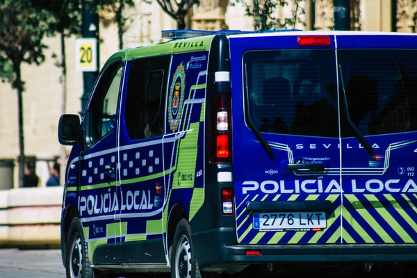 Севілья Іспанія Вересня 2021 Поліцейська Машина Патрулює Вулиці Севільї Під — стокове фото