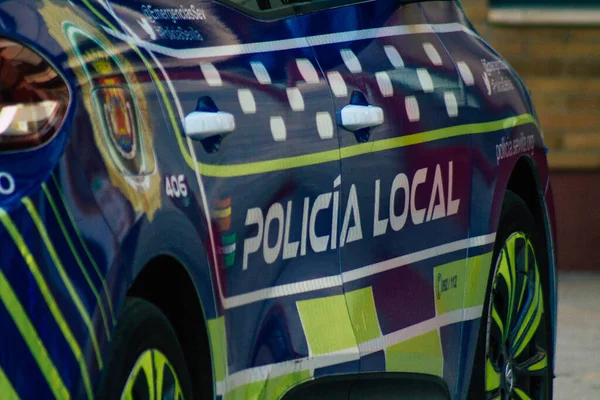 Seville Spain September 2021 Police Car Patrolling Streets Seville Coronavirus — Stock Photo, Image