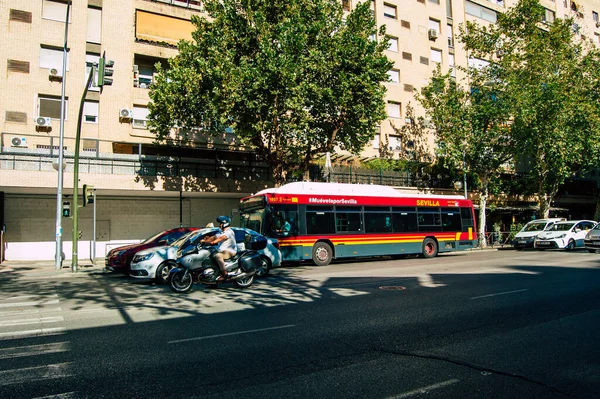 Sevilla Spanien September 2021 Busfahrt Durch Die Straßen Von Sevilla — Stockfoto