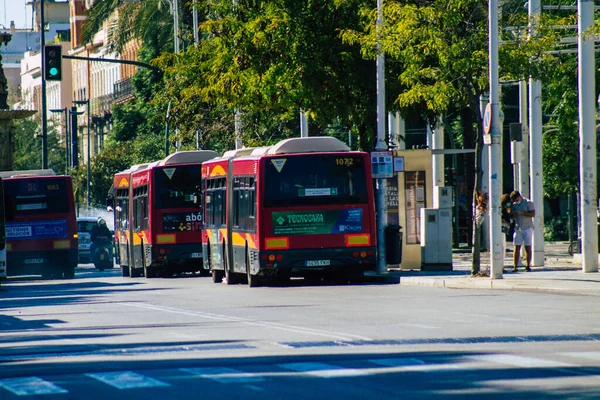 Sevilla Spanien September 2021 Busfahrt Durch Die Straßen Von Sevilla — Stockfoto