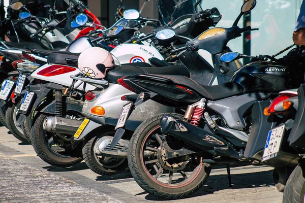 Sevilla Španělsko Září 2021 Motocykly Zaparkované Ulicích Sevilla Symbolické Město — Stock fotografie