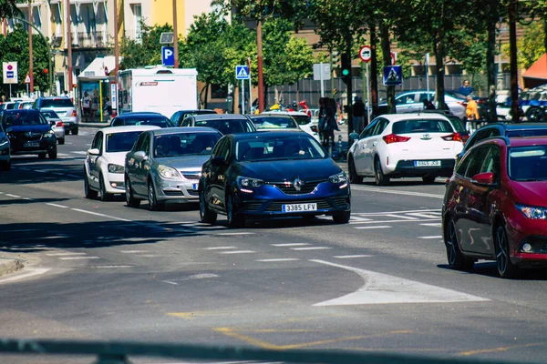 Seville Spain September 2021 Traffic Jam Streets Seville Emblematic City — Stock Photo, Image