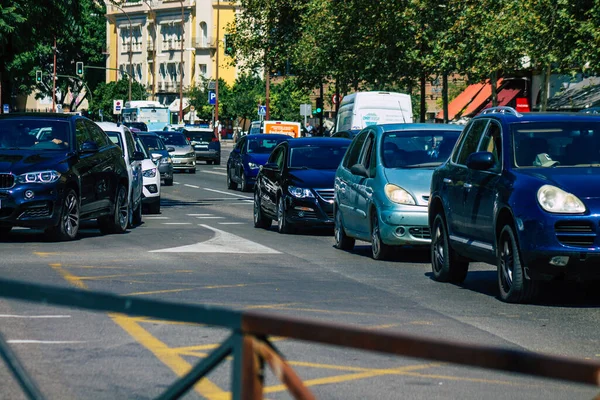 Seville Spain September 2021 Traffic Jam Streets Seville Emblematic City — Stock Photo, Image