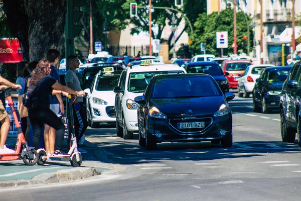 Sevilla Spanya Eylül 2021 Sevilla Caddelerinde Trafik Sıkışıklığı Sembolik Bir — Stok fotoğraf