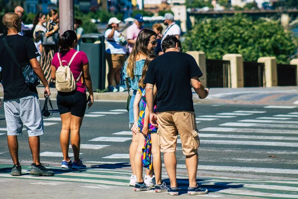 Seville Spain September 2021 Pedestrians Walking Street Coronavirus Outbreak Hitting — Stock Photo, Image