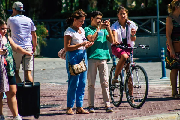 Sevilla Spanien September 2021 Fußgänger Auf Der Straße Während Des — Stockfoto