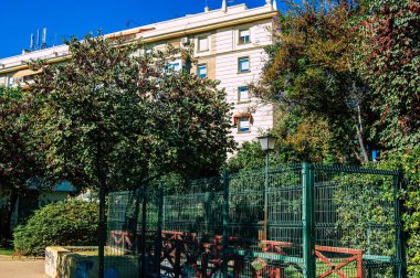 Seville İspanya 18 Eylül 2021 İspanya 'nın güneyinde, sembolik şehir ve Endülüs Bölgesi' nin başkenti Sevilla şehrinde yer alan bina.