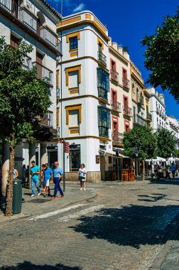 Seville İspanya 18 Eylül 2021 İspanya 'nın güneyinde, sembolik şehir ve Endülüs Bölgesi' nin başkenti Sevilla şehrinde yer alan bina.