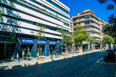 Seville İspanya 18 Eylül 2021 İspanya 'nın güneyinde, sembolik şehir ve Endülüs Bölgesi' nin başkenti Sevilla şehrinde yer alan bina.