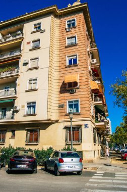 Seville İspanya 18 Eylül 2021 İspanya 'nın güneyinde, sembolik şehir ve Endülüs Bölgesi' nin başkenti Sevilla şehrinde yer alan bina.