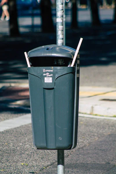 Séville Espagne Septembre 2021 Conteneur Ordures Dans Les Rues Séville — Photo