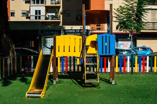 Seville Spain September 2021 Playground Located Streets Seville Coronavirus Outbreak — Stock Photo, Image