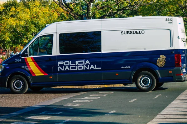 Seville Spain September 2021 Police Car Patrolling Streets Seville Coronavirus — Stock Photo, Image