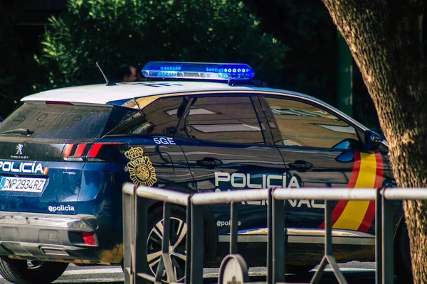 Seville Spain September 2021 Police Car Patrolling Streets Seville Coronavirus — Stock Photo, Image