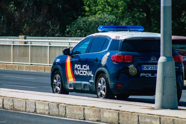 Seville Spain September 2021 Police Car Patrolling Streets Seville Coronavirus — Stock Photo, Image