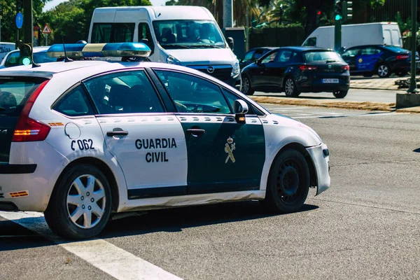 เซว สเปน นยายน 2021 รถต ารวจลาดตระเวนในถนนเซว ระหว างการระบาดของไวร สโคโรนา ชนสเปน — ภาพถ่ายสต็อก