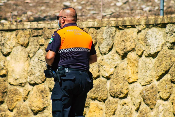 Carmona España Septiembre 2021 Policía Local Patrulla Una Ceremonia Religiosa — Foto de Stock