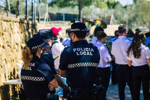 Carmona Španělsko Září 2021 Zaměření Místní Policie Hlídkující Náboženském Obřadu — Stock fotografie