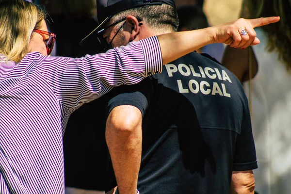 Carmona Espanha Setembro 2021 Foco Polícia Local Patrulhando Uma Cerimônia — Fotografia de Stock