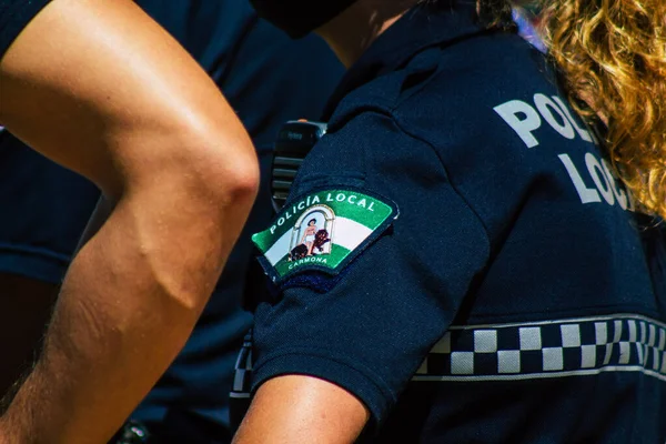 Carmona Espanha Setembro 2021 Foco Polícia Local Patrulhando Uma Cerimônia — Fotografia de Stock