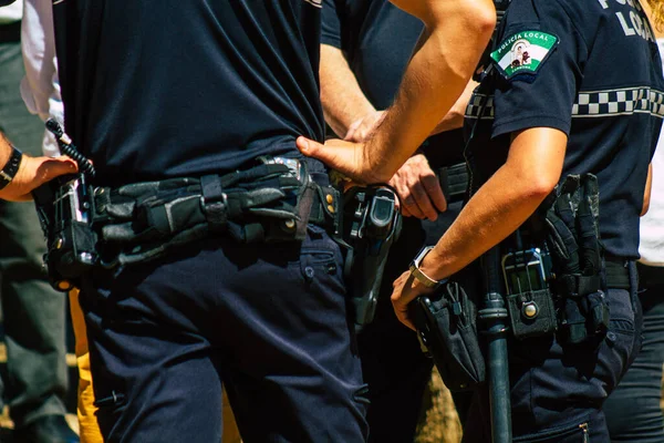 Carmona Espanha Setembro 2021 Foco Polícia Local Patrulhando Uma Cerimônia — Fotografia de Stock